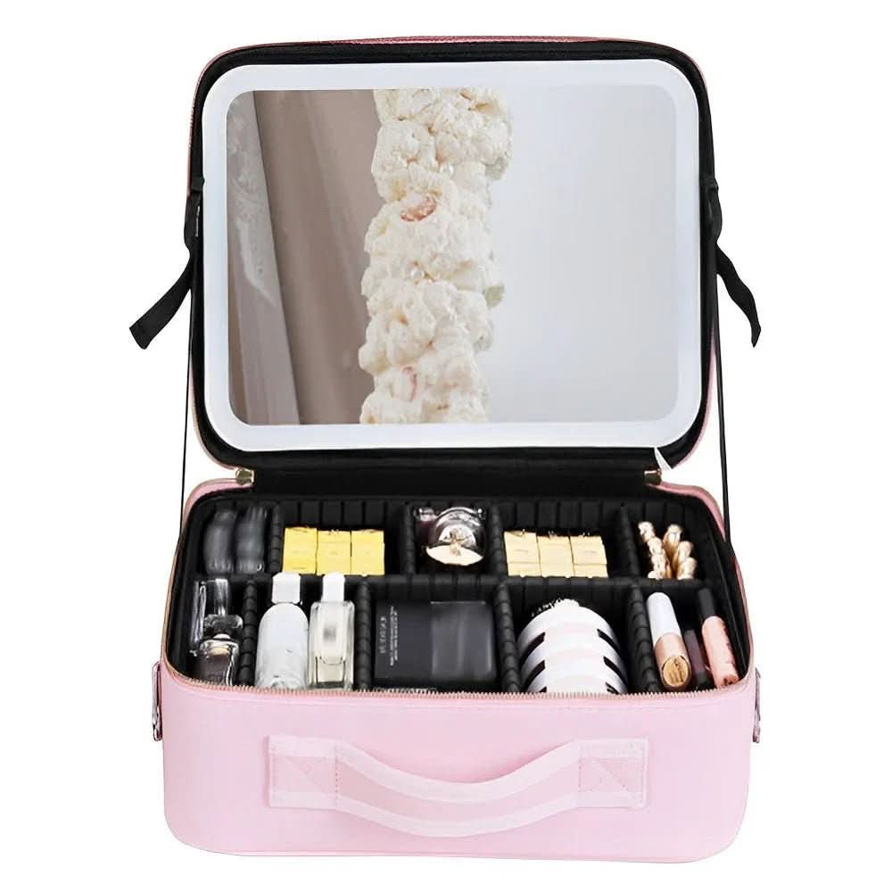 Mirrorglam Make-up Tasche – LED-Spiegel & Organizer für perfektes Styling unterwegs - sellene.de