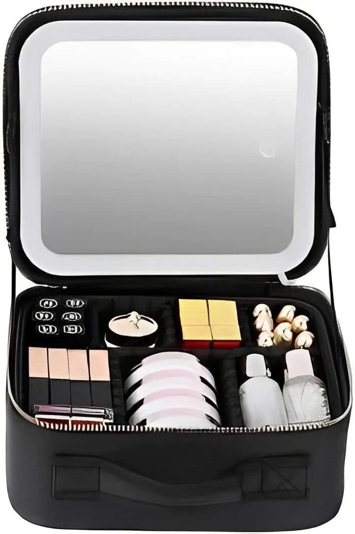 Mirrorglam Make-up Tasche – LED-Spiegel & Organizer für perfektes Styling unterwegs - sellene.de