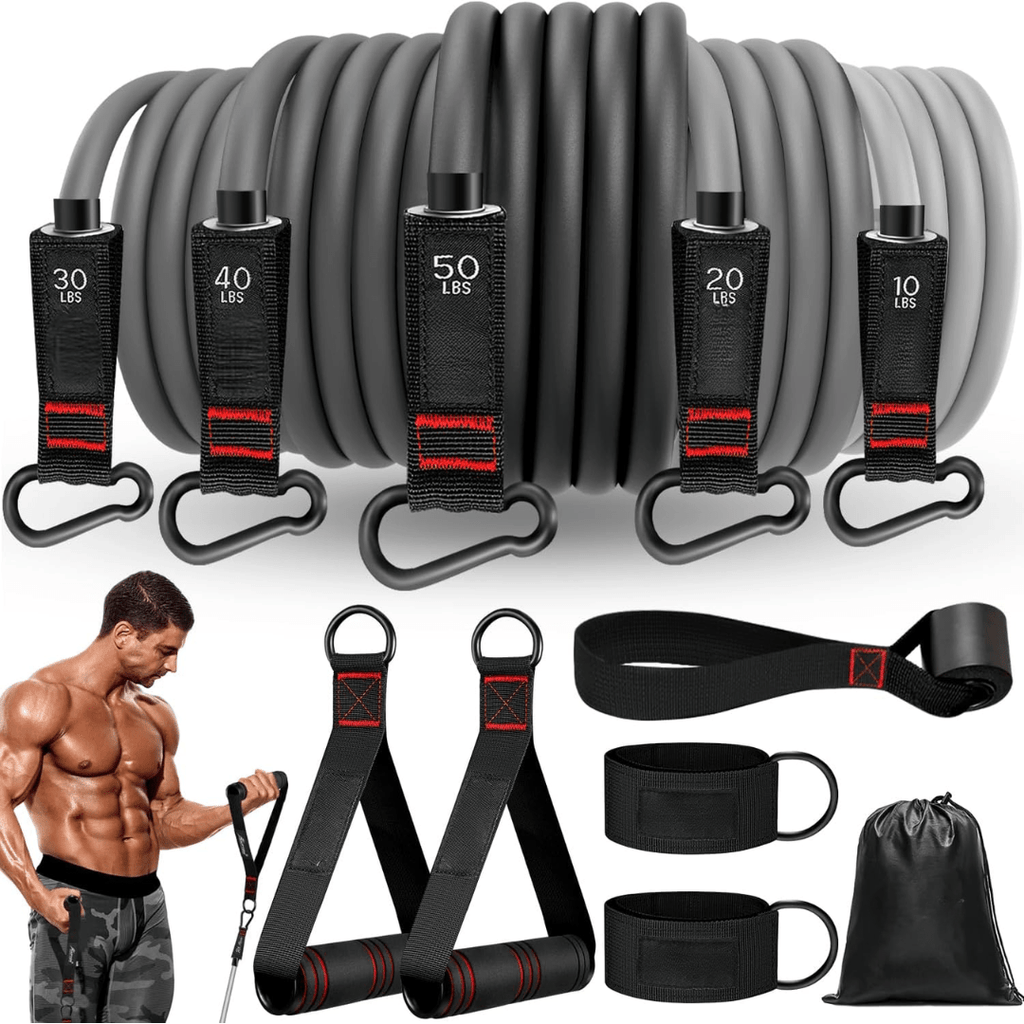 STRENGTHIX – Widerstandsreifen Set für Ganzkörpertraining mit Griffen, Knöchelriemen & Türanker - sellene.de