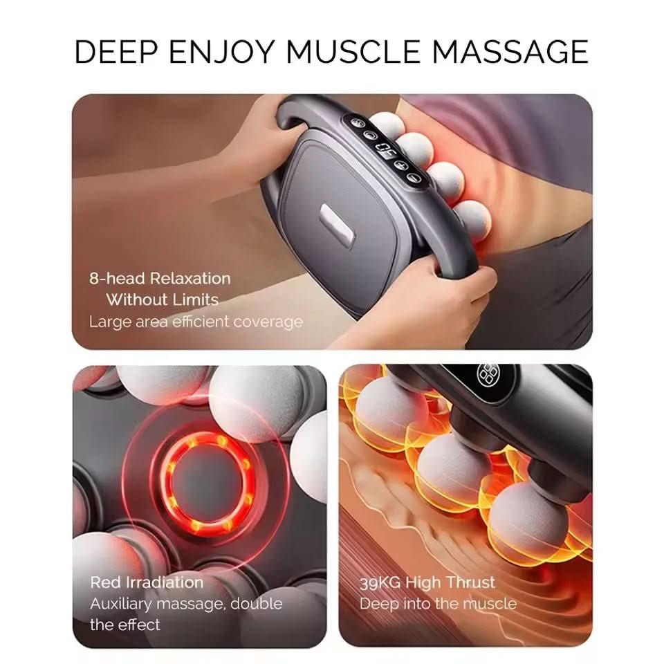 PowerRelief 8 – Faszienmassagepistole mit 8 Köpfen & 30 Intensitätsstufen - sellene.de