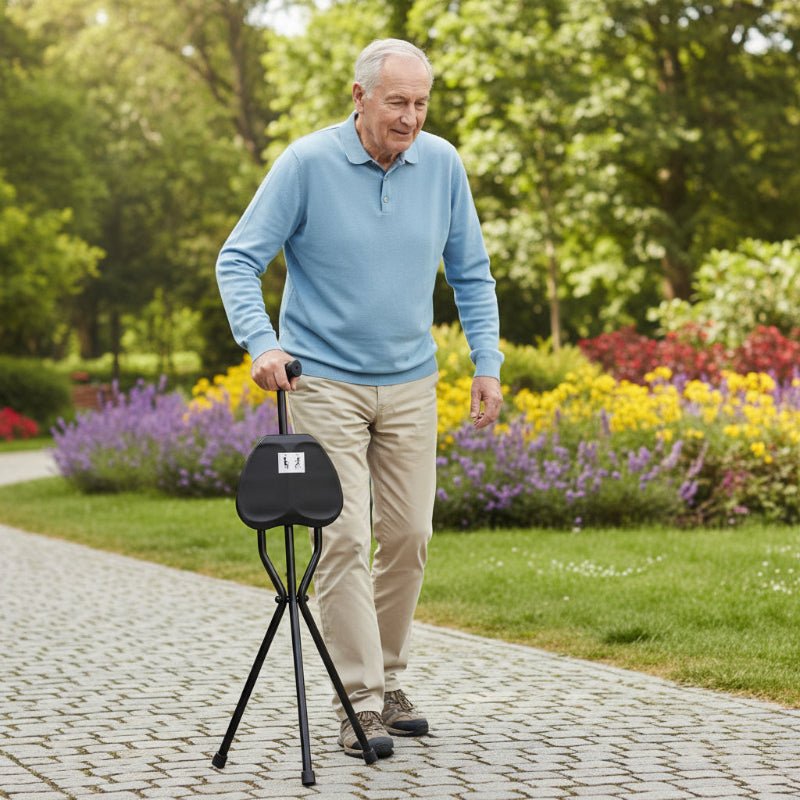 STROLLEZ – Faltbarer Gehstock mit integriertem Sitz für Reisen und Outdoor-Komfort - sellene.de