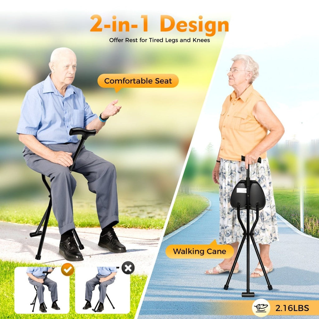STROLLEZ – Faltbarer Gehstock mit integriertem Sitz für Reisen und Outdoor-Komfort - sellene.de