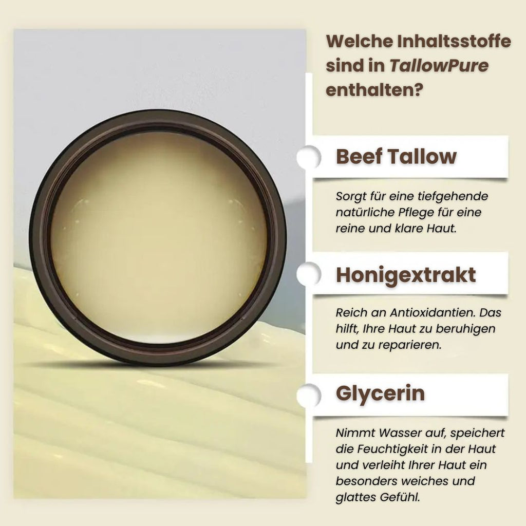 Beef Tallow Creme | Creme für natürliche Hautpflege | Feuchtigkeitscreme für Gesicht und Körper | TallowPure - sellene.de