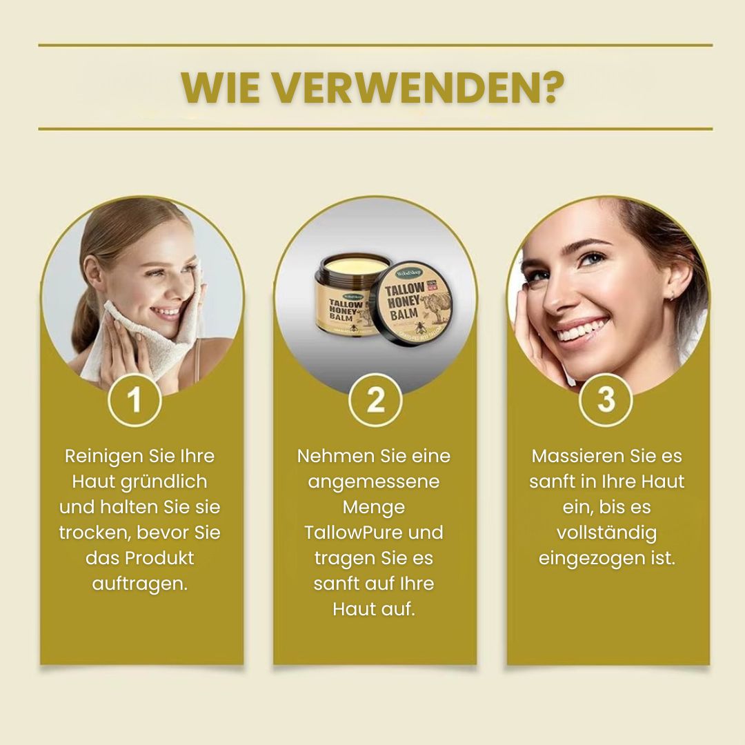 Beef Tallow Creme | Creme für natürliche Hautpflege | Feuchtigkeitscreme für Gesicht und Körper | TallowPure - sellene.de