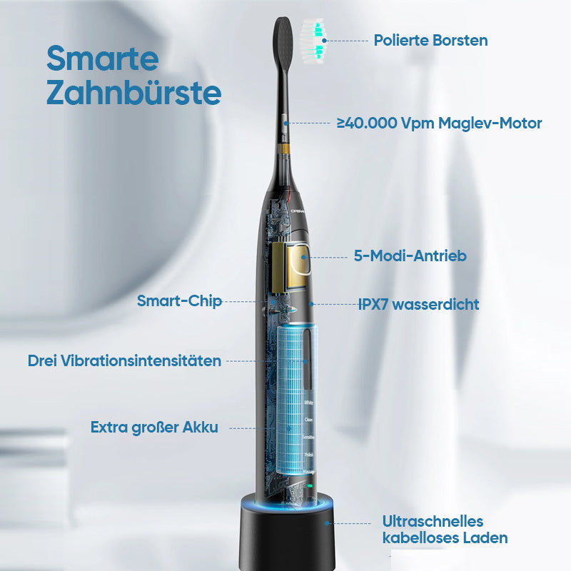 Elektrische Zahnbürste mit 6 Reinigungsmodi | Ultraschall Zahnbürste für Erwachsene & Kinder | ZahnKlar - sellene.de