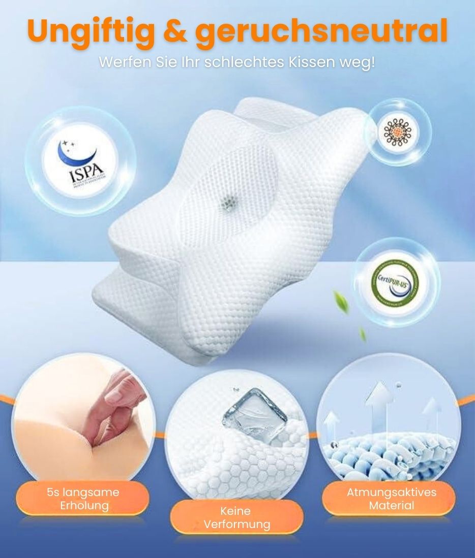 Nackenkissen | Orthopädisches Kissen für Seitenschläfer, Bauchschläfer & Rückenschläfer | ErgoDream - sellene.de