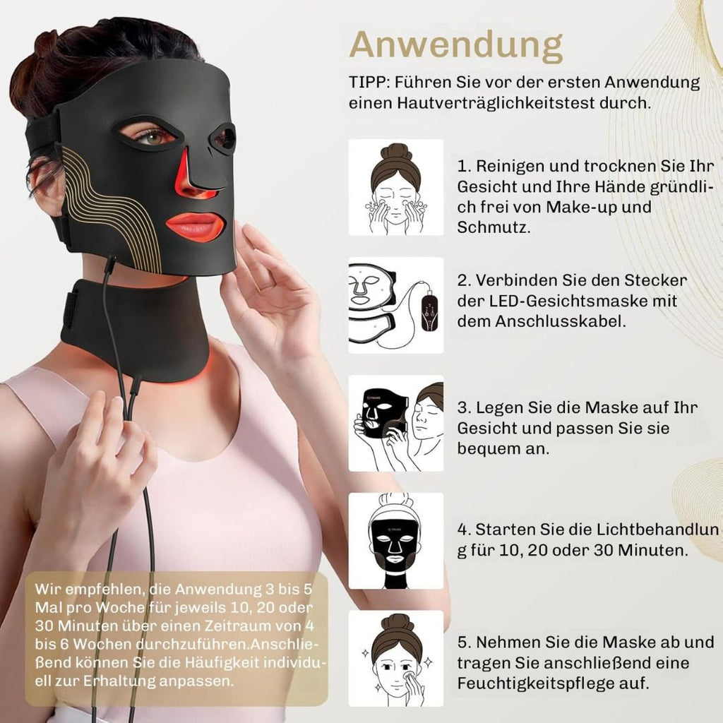 Rotlichtmaske | LED Gesichtsmaske | Haut Lichttherapie | HautGlow - sellene.de