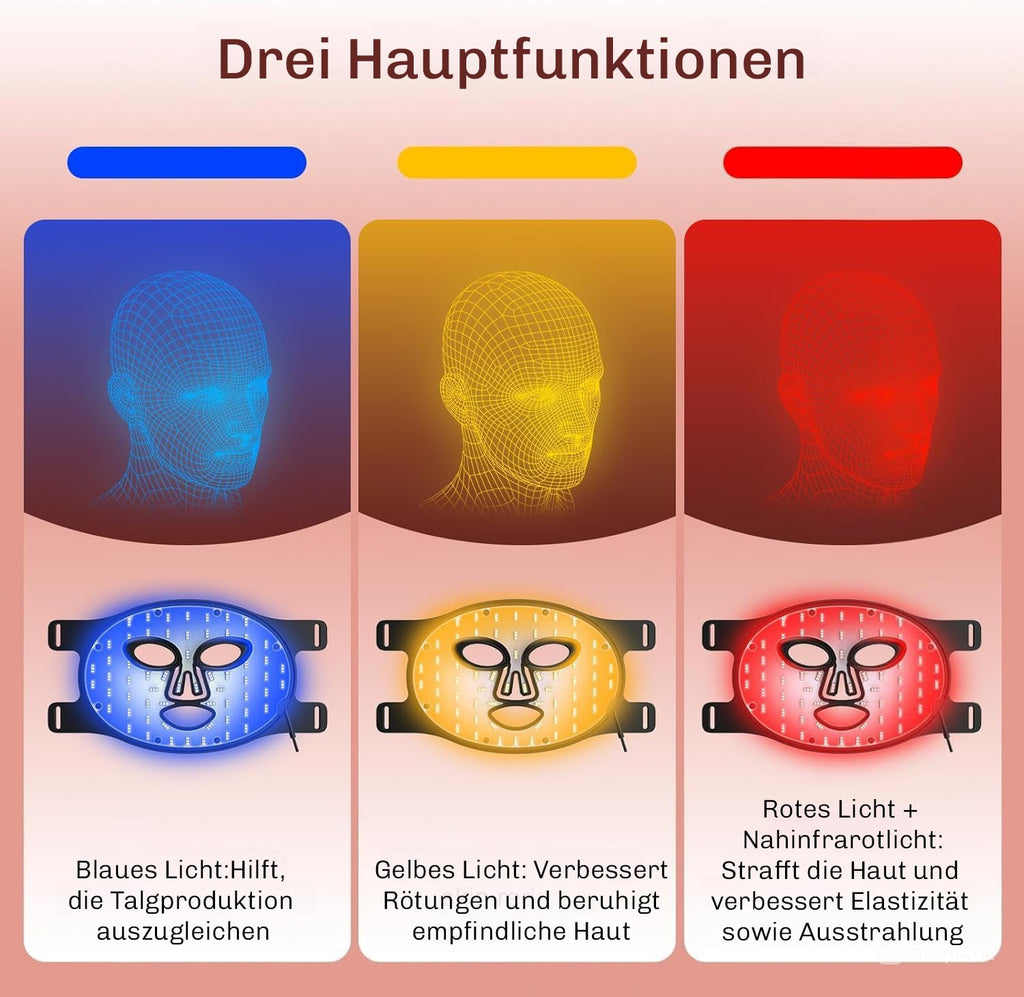 Rotlichtmaske | LED Gesichtsmaske | Haut Lichttherapie | HautGlow - sellene.de