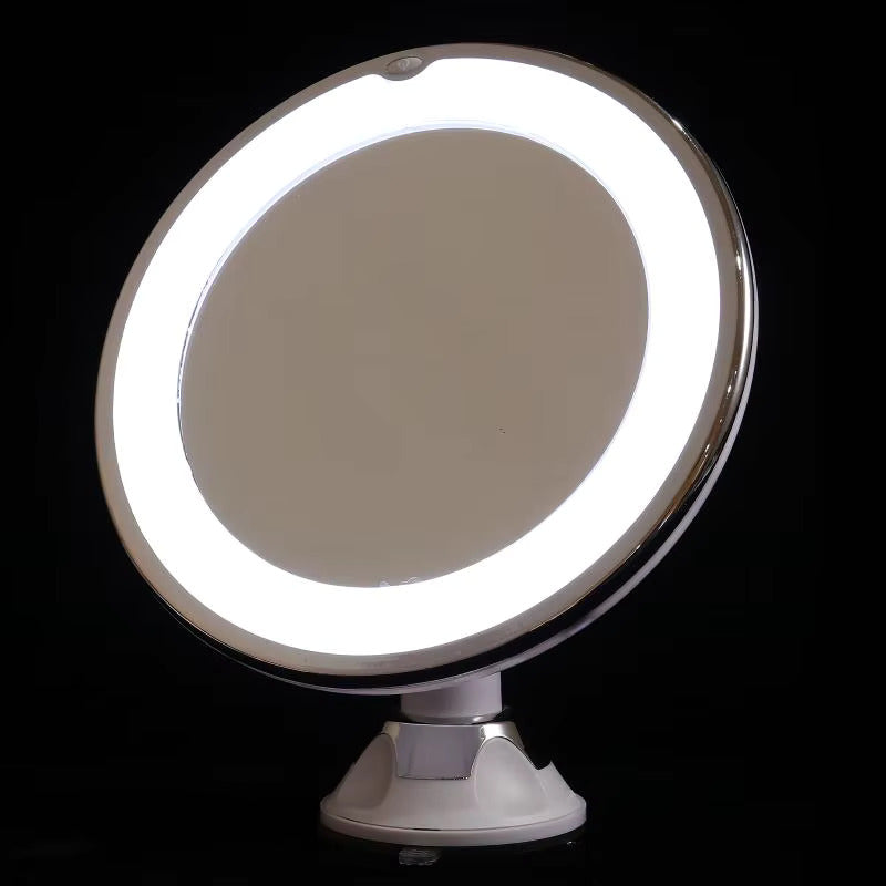 Schminkspiegel mit Licht und 10x Vergrößerung | Beleuchteter LED Spiegel rund | Kosmetix - sellene.de
