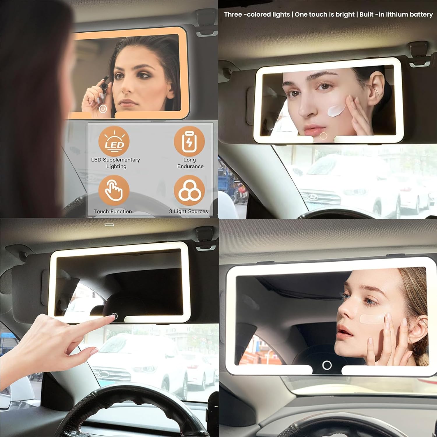 Schminkspiegel mit Licht für Auto | Beleuchteter Kosmetikspiegel | GlowVisor - sellene.de