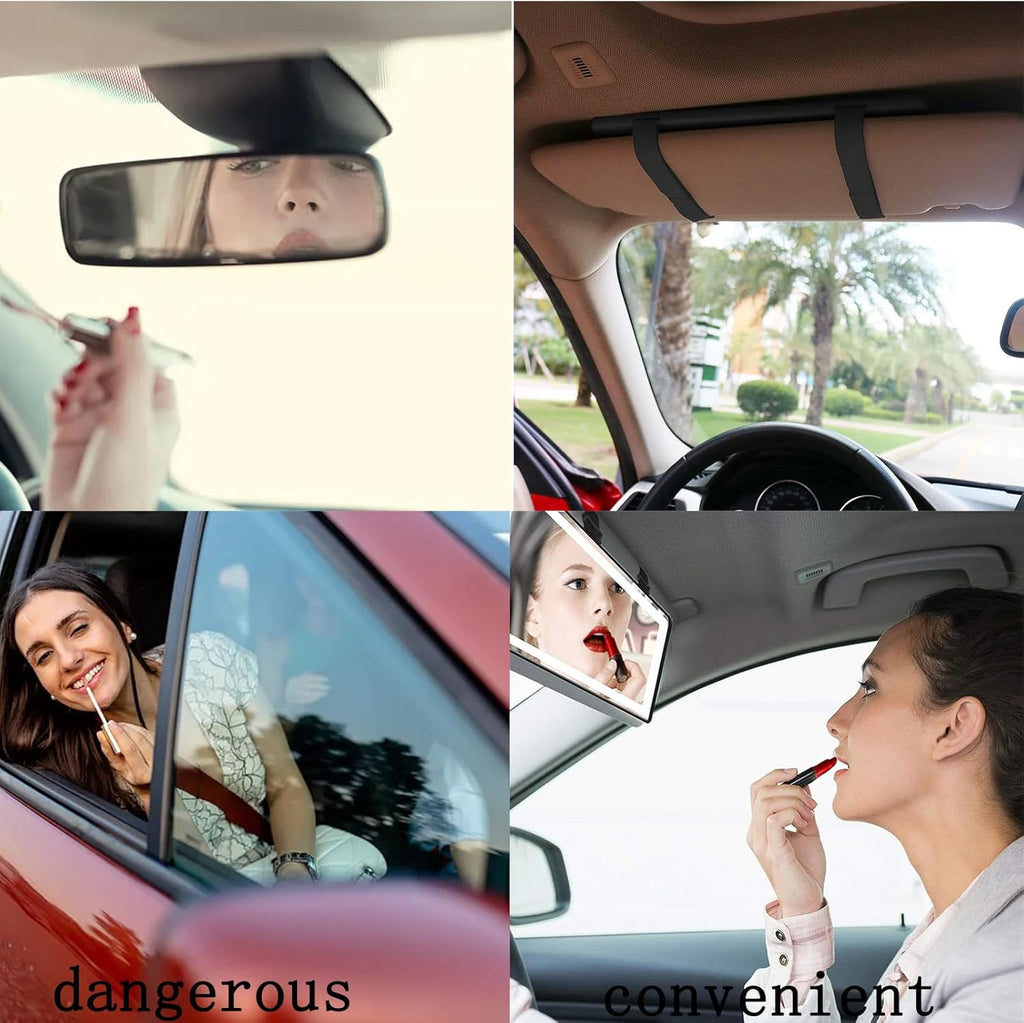 Schminkspiegel mit Licht für Auto | Beleuchteter Kosmetikspiegel | GlowVisor - sellene.de