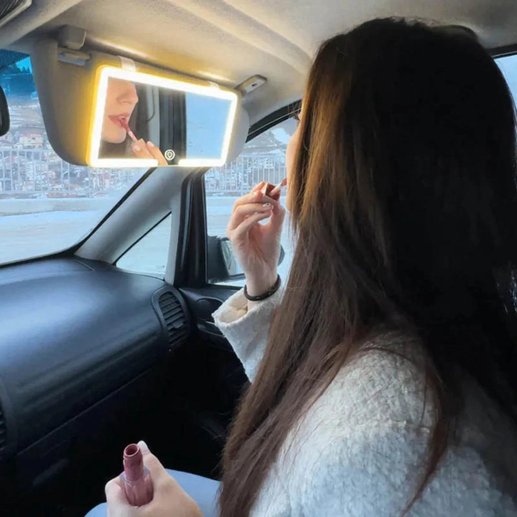 Schminkspiegel mit Licht für Auto | Beleuchteter Kosmetikspiegel | GlowVisor - sellene.de