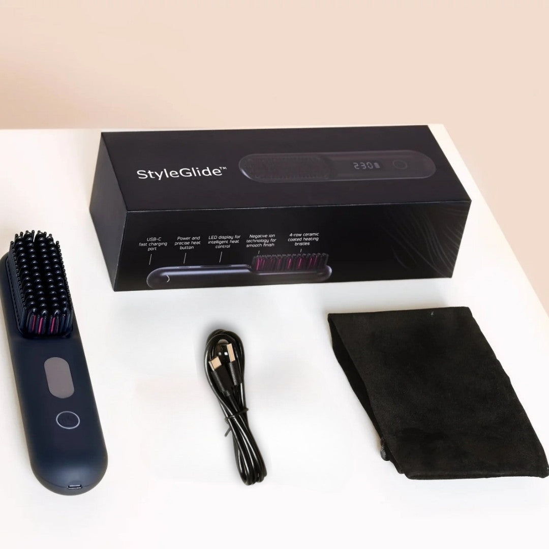 Glättbürste & Haarbürste elektrisch | Kabelloser Haarglätter für glattes Haar | StyleGlide - sellene.de